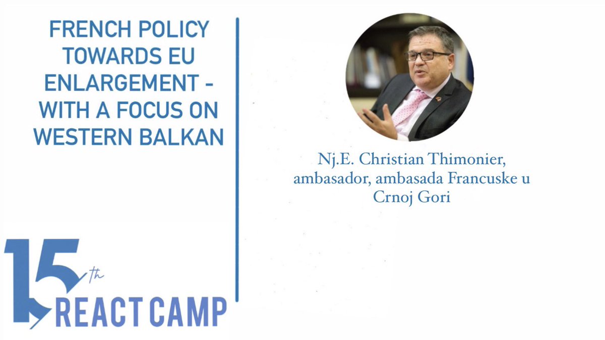 ALFACentarNK's tweet image. 📢 III dan REACT-a očekuje nas i predavanje “French policy towards EU - with a focus on Western Balkan“.
✅ Na ovu temu govoriće Nj.E. Christian Thimonier, ambasador, ambasada Francuske u Crnoj Gori.
⏰ 7. septembar od 13:00h do 13:45h
#REACT2022