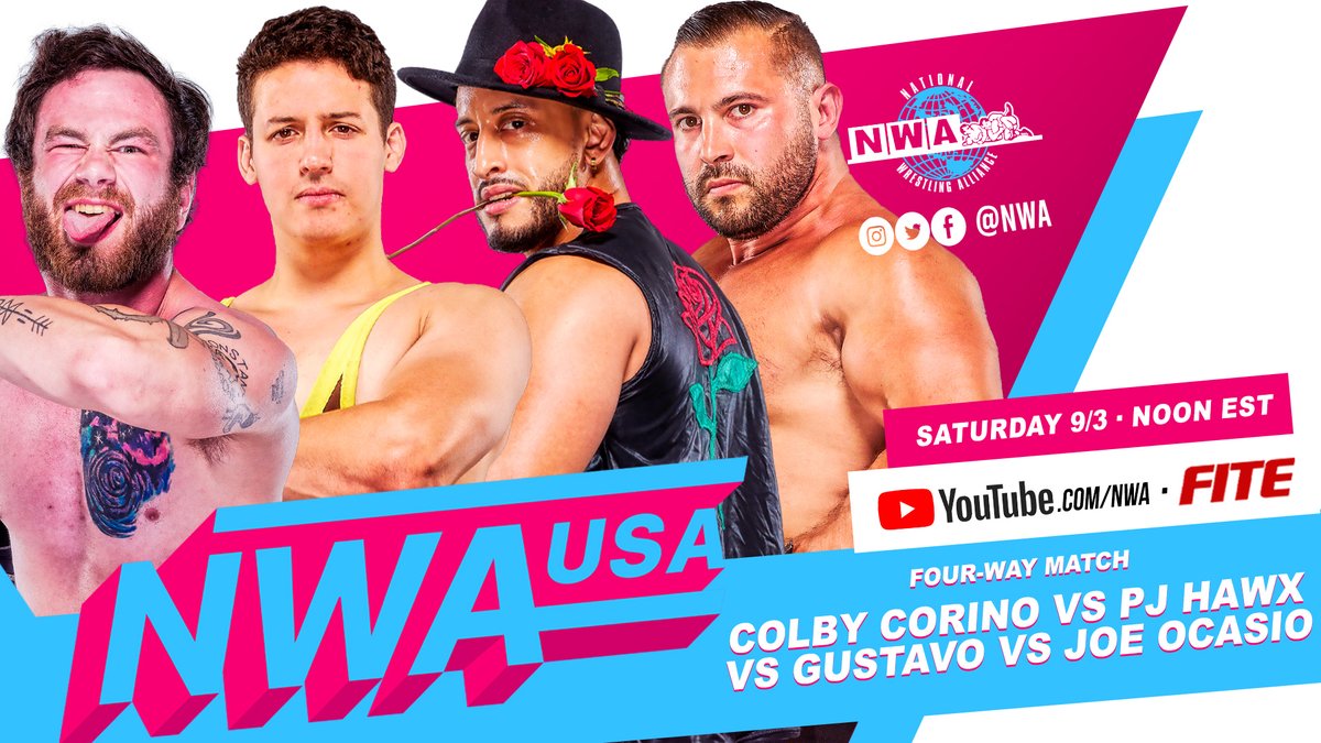 Triller_TV's tweet photo. 📖#NWA74 is in the history books. Get ready for an all-new #NWAUSA on this #LaborDayWeekend.

😤Jax vs Dak
🔳Four-way match
🎩L. Hawx vs Magic Jake Dumas
and more

[ TODAY | Noon EST on #FITE | https://t.co/gxM0fFxzAW ] https://t.co/3eauWMnKFJ