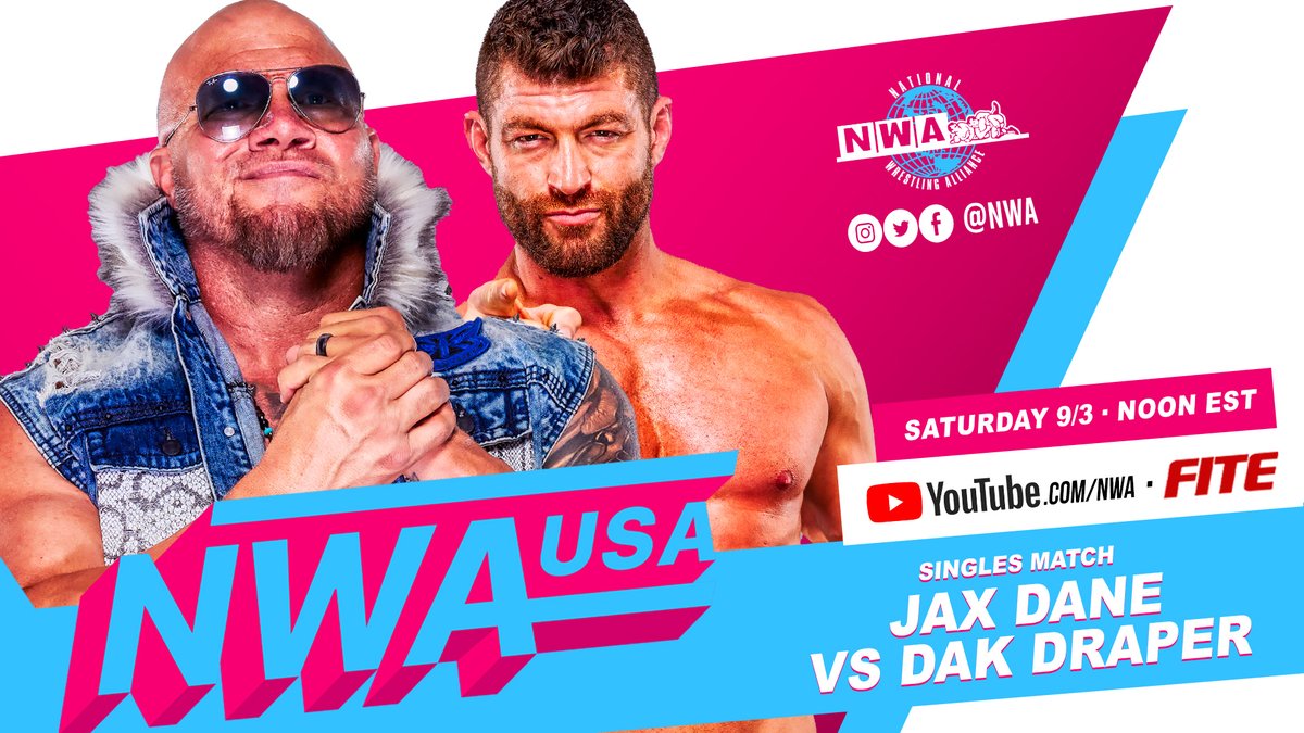 Triller_TV's tweet photo. 📖#NWA74 is in the history books. Get ready for an all-new #NWAUSA on this #LaborDayWeekend.

😤Jax vs Dak
🔳Four-way match
🎩L. Hawx vs Magic Jake Dumas
and more

[ TODAY | Noon EST on #FITE | https://t.co/gxM0fFxzAW ] https://t.co/3eauWMnKFJ