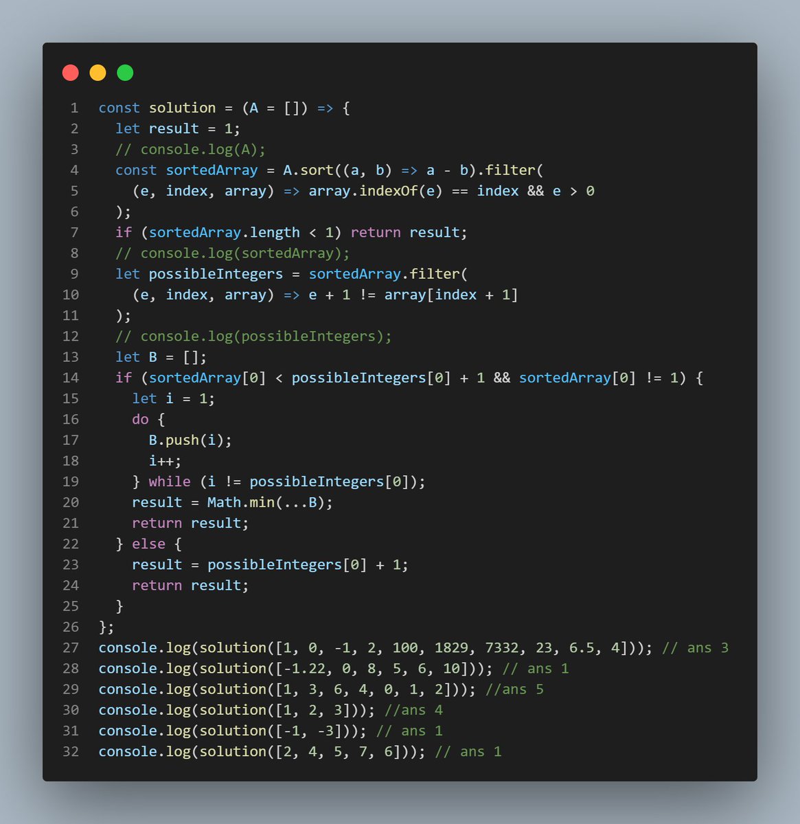 Abdullahioni2's tweet photo. I was able to solve 80% test cases of this codility challenge and scored 55% overall. Please any suggestion on other test cases ???

#javascript #coding #programming #programmer #webdevelopment #webdeveloper #100DaysOfCode #100daysofcodechallenge #100Devs #nigeriansatmicrosoft https://t.co/sO7MIAOsnI