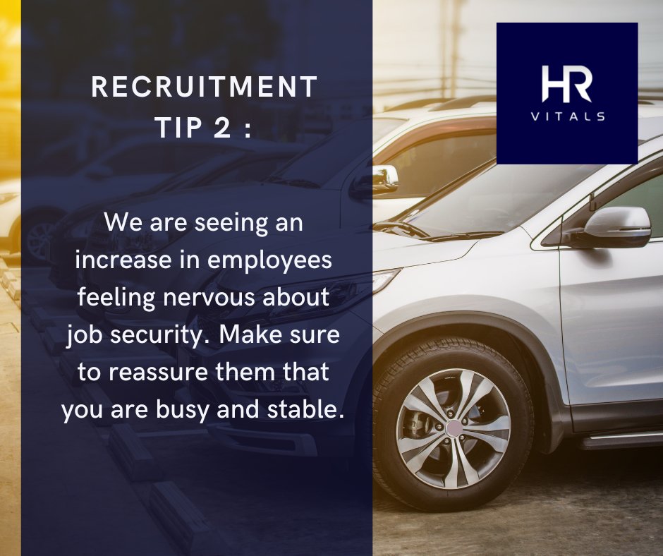 HRVitals's tweet photo. One change in #recruitment is regarding how applicants are nervous about leaving the security of their current employer. 

We know that our clients offer this security, but the problem is that the applicant needs to know this.

#hr #automotive #garageowners https://t.co/RnEQWVJRY3