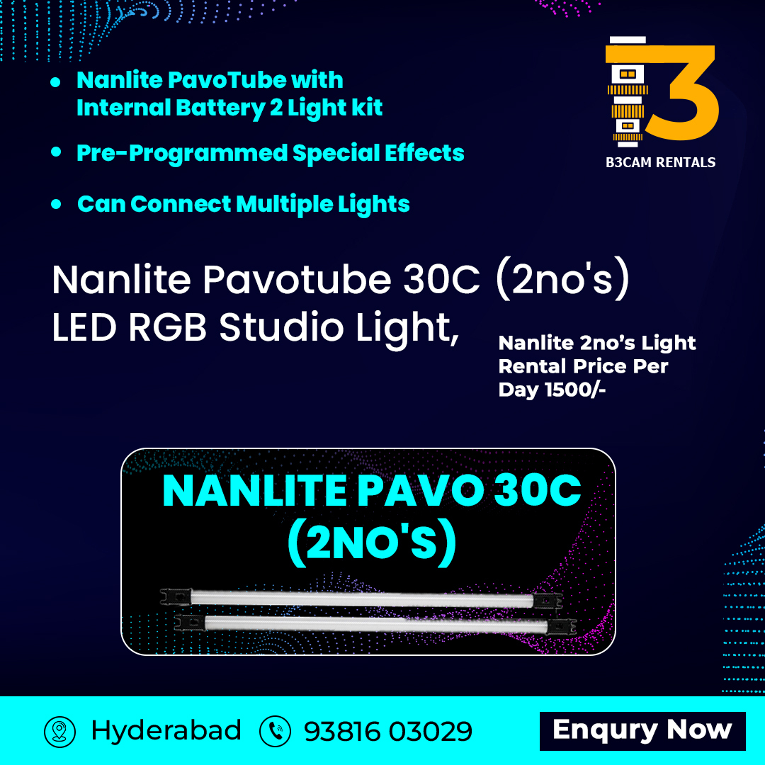 b3camera's tweet photo. Nanite Pavotube 30c (2no's) LED RGB Studio light Now Available @b3camera rentals
Best price, Best Quality
Book now: 9381603029
#nanlite
#nanlitefs200
#nanlite30
#b3camerarentals #camerarentals #hyderabadcamerarentals #hyderabad #wedding #shootingvideoandphotos https://t.co/9sKxy6Leqi