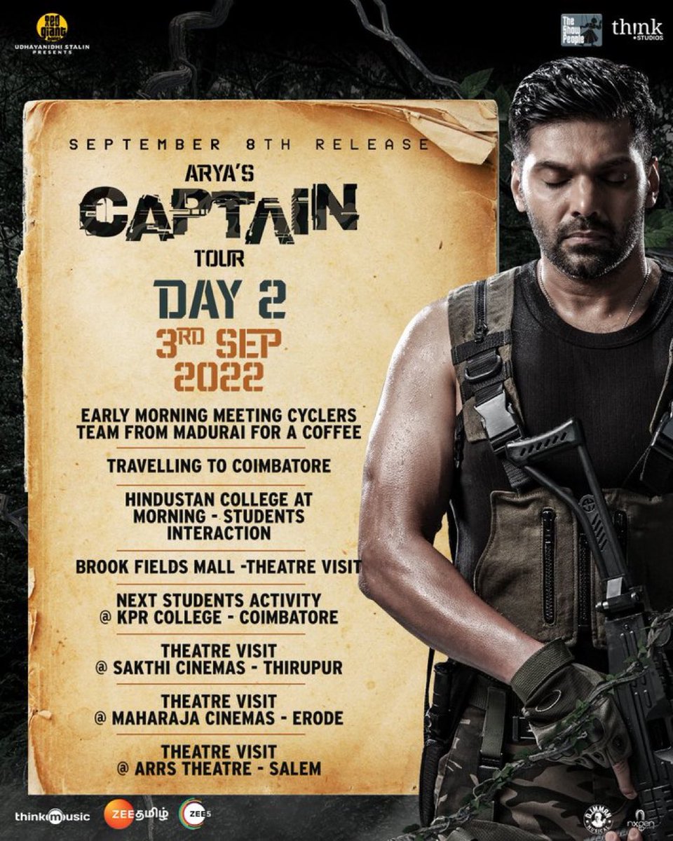 CinemaCalendar's tweet photo. Don't miss your chance to meet Arya while he's on his #CaptainParade | 5 days to go for #Captain in theatres π
#Arya https://t.co/gxOcF39I1K