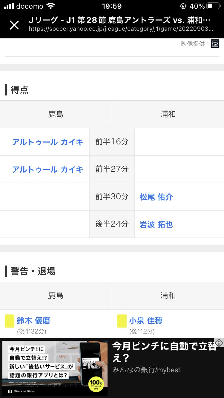 いっちー Football Dream 鹿島アントラーズさん 2 0は危険なスコアを 改めて証明してしまう T Co Wnpnrf9vh8 Twitter