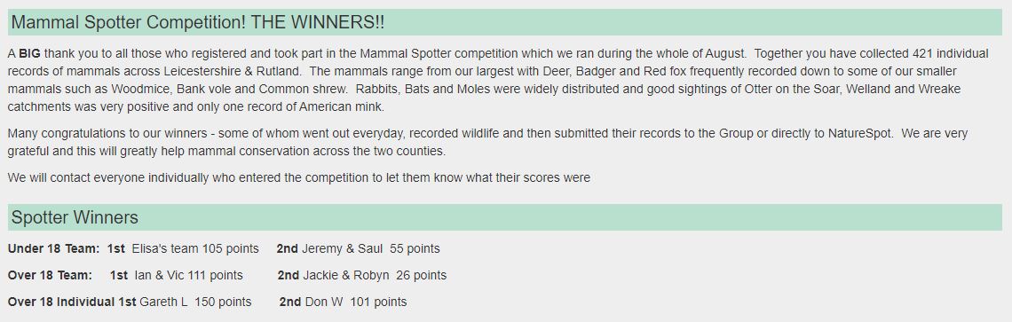 LeicsR's tweet photo. Just putting it out there again about our fantastic spotters!  A massive 421 mammal records in just 31 days  BIG thank you to all involved 😃👏👏🦊🦌 @LeicsR  @Nature_Spot #Mammal #wildlife https://t.co/QB3CQrRHsj