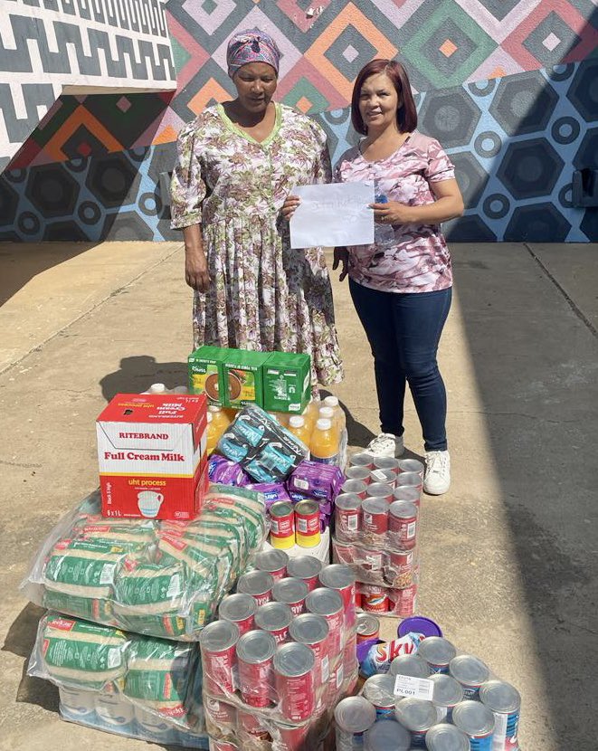 CoFeedNam's tweet photo. Sofia’s Kitchen was one of the group recipients of CoFeed food donations today, and the handover was done by CoFeed team’s @VeronicaTheron. https://t.co/RN2S4ptXgd