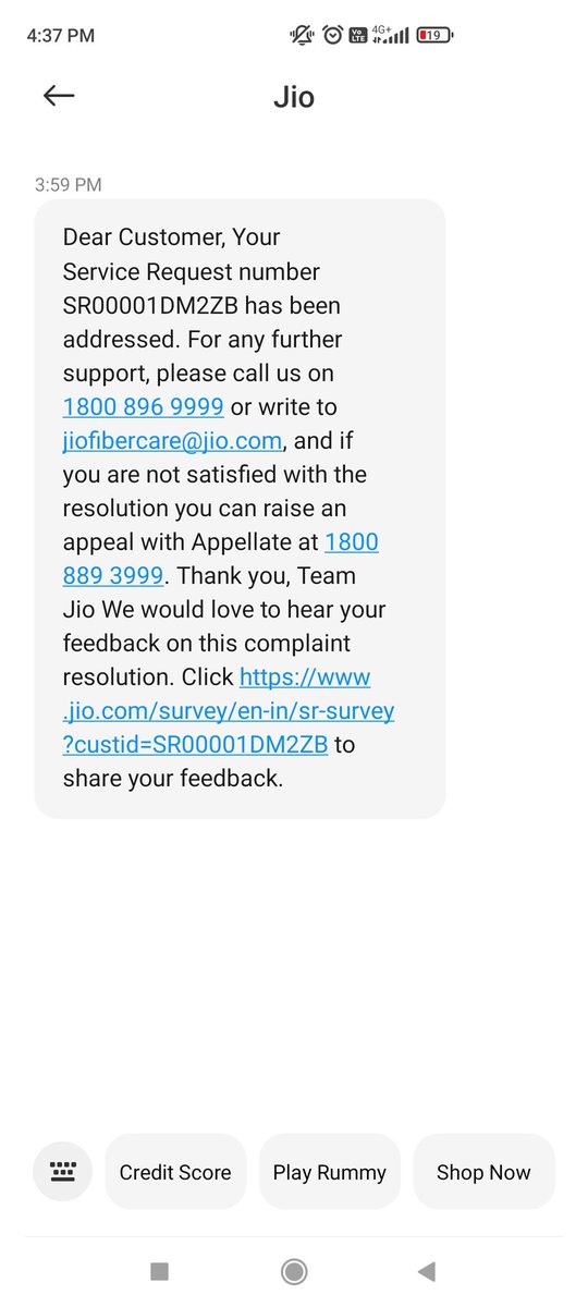 ShwetaSingh6397's tweet photo. Facing no internet connection since yesterday, more than 24 hrs now. This is second time since I recharged for this month. How will u compensate for this @reliancejio @JioCare?
Sending msgs that issue has been addressed without any resolution.#shame #unprofessionalbehaviour https://t.co/Ma4ZZeSOnZ