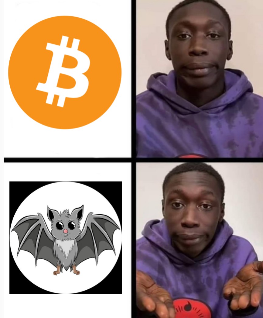 Take it from <a href="/KhabyLame/">Khaby lame</a> 
Simple 😁
Best meme for Bitcoin 😉
#batcoin #bats #memecoin #BSCgems #cats  #100xgem #100xGems #BSCGemsAlert #BSCGem #BSCNews #Pump #MemeTech #nft #MetaMask #blockchain #elon #elonMusk #lunacoin