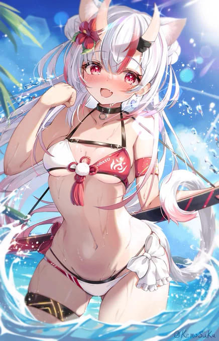 余ん周年おめでとう!!!!ホロサマ水着な あやめちゃん でお祝いです!!この1年は大変な事も多かったと思うけど、その分歌や踊りに磨きが掛かった1年だったと思います。これからもずっと最推しです!!いつも応援してます!(タグミス再投稿)#百鬼絵巻#余ん周年#百鬼あやめ4周年 