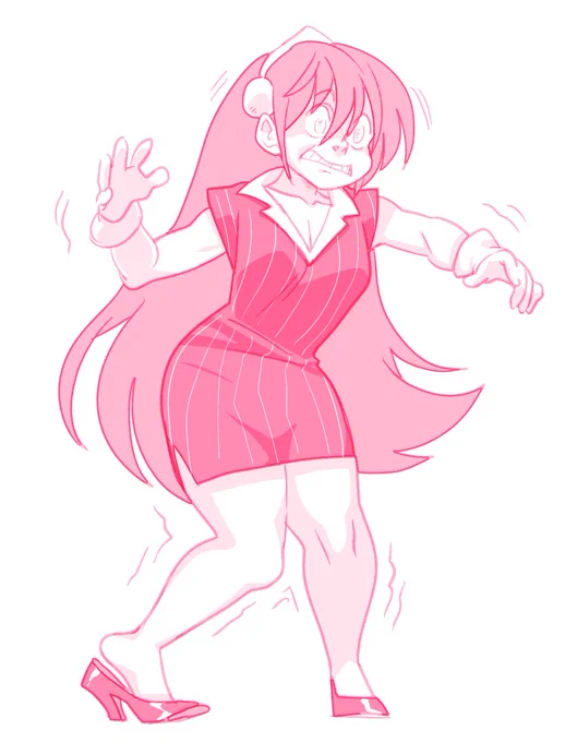 Saturday Secretary Secretary/OL Toph sketch prompts.Trying her best (failing) to deal with the dress code. 