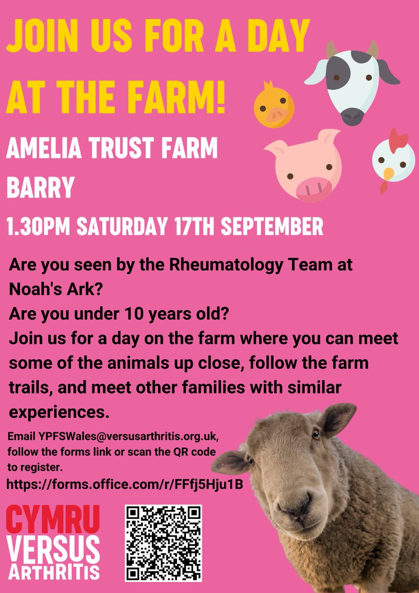 YoungArthritisW's tweet photo. Are you a fan of animals? Would you like to meet some animals up close? You'll also be able to meet other young people with arthritis and related conditions and their families when we go to the Amelia Trust Farm on September 17th. You can sign up here: https://t.co/BusAaicfBN https://t.co/rdGPzxp5YX