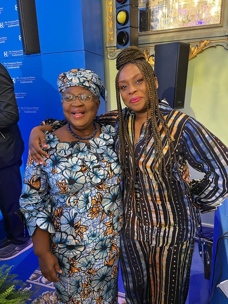 NOIweala's tweet photo. It was wonderful to catch up with my talented and creative younger sister, Chimamanda Ngozi Adichie @ChimamandaReal. Star performance, as usual, at the European House  @Ambrosetti_. So proud of you! https://t.co/vwIL3agqa8