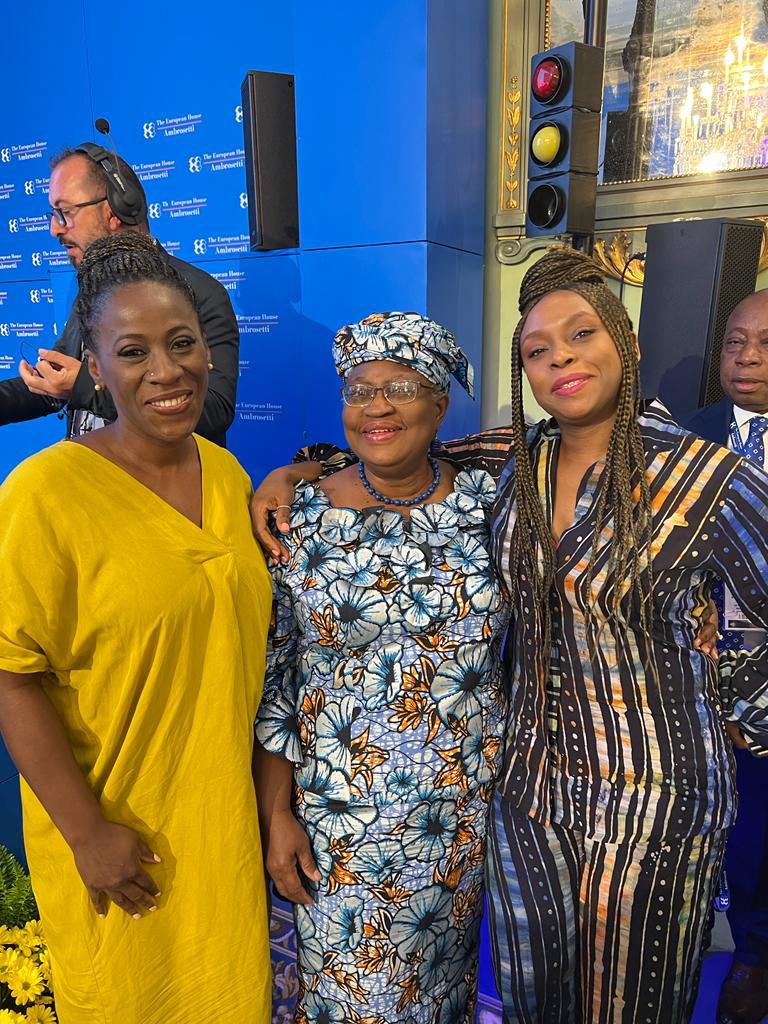 NOIweala's tweet photo. It was wonderful to catch up with my talented and creative younger sister, Chimamanda Ngozi Adichie @ChimamandaReal. Star performance, as usual, at the European House  @Ambrosetti_. So proud of you! https://t.co/vwIL3agqa8
