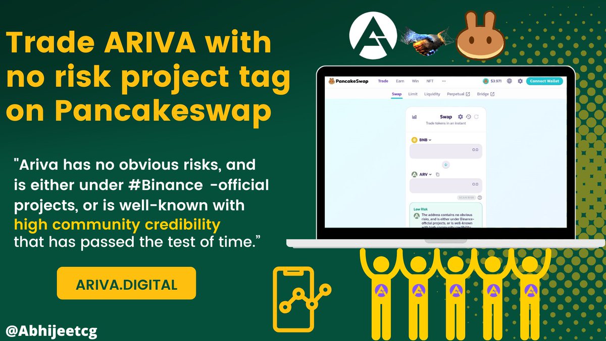 Abhijeetcg's tweet photo. Did You Know:
🛸 #ARIVA has got low risk project tag on #Pancakeswap ✨

🔶 #Ariva is under #Binance-official projects❣️🤞

⭐ #Ariva has well known, credible &amp; strong community 🙌✨❣️❣️

@ArivaCoin @PancakeSwap
#ArivaFamily #ARV #Metaverse #web3
#cryptocurrecy #NFTs #Tourism https://t.co/gc2cCMS1Qf