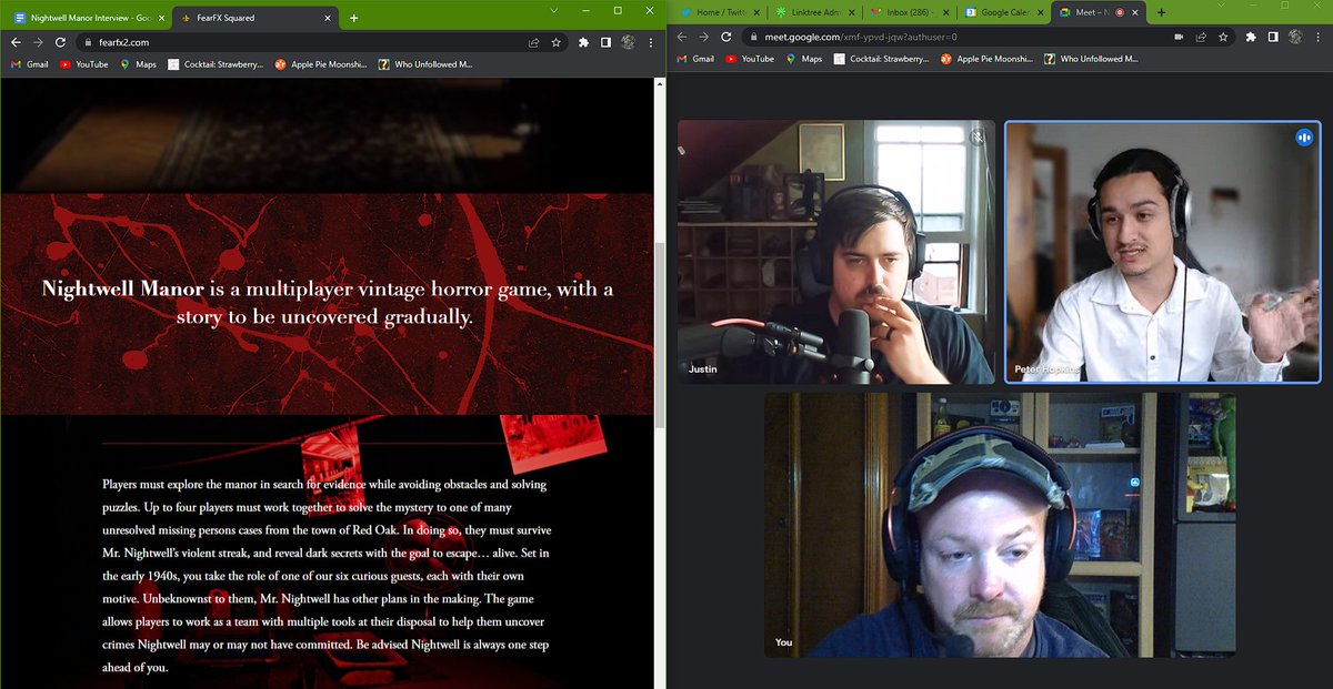 FearsFX's tweet photo. Our lead writer @WTTUD and social media manager @moffphcgaming had a great chat with @The_JustinWood from @DreadXP_ today about #Nightwellmanor . Article coming soon. 

#horrorgames #Interview https://t.co/yhA5AarY91