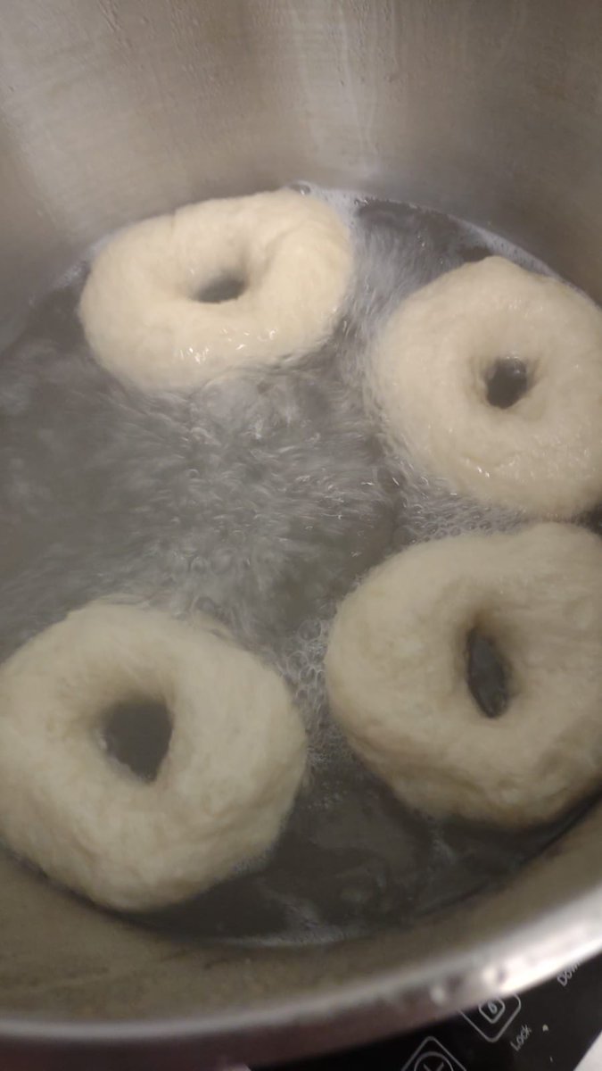 This is how out bagels begin their life, being boiled the traditional way by @batchelorspatisseri using special flour made specifically for bagels. 
.
.
#bagels #breakfast #lunch #kent #ramsgate #margate #brunch #veganfriendly #bakery #scrumptious #bread #visitkent #visitthanet