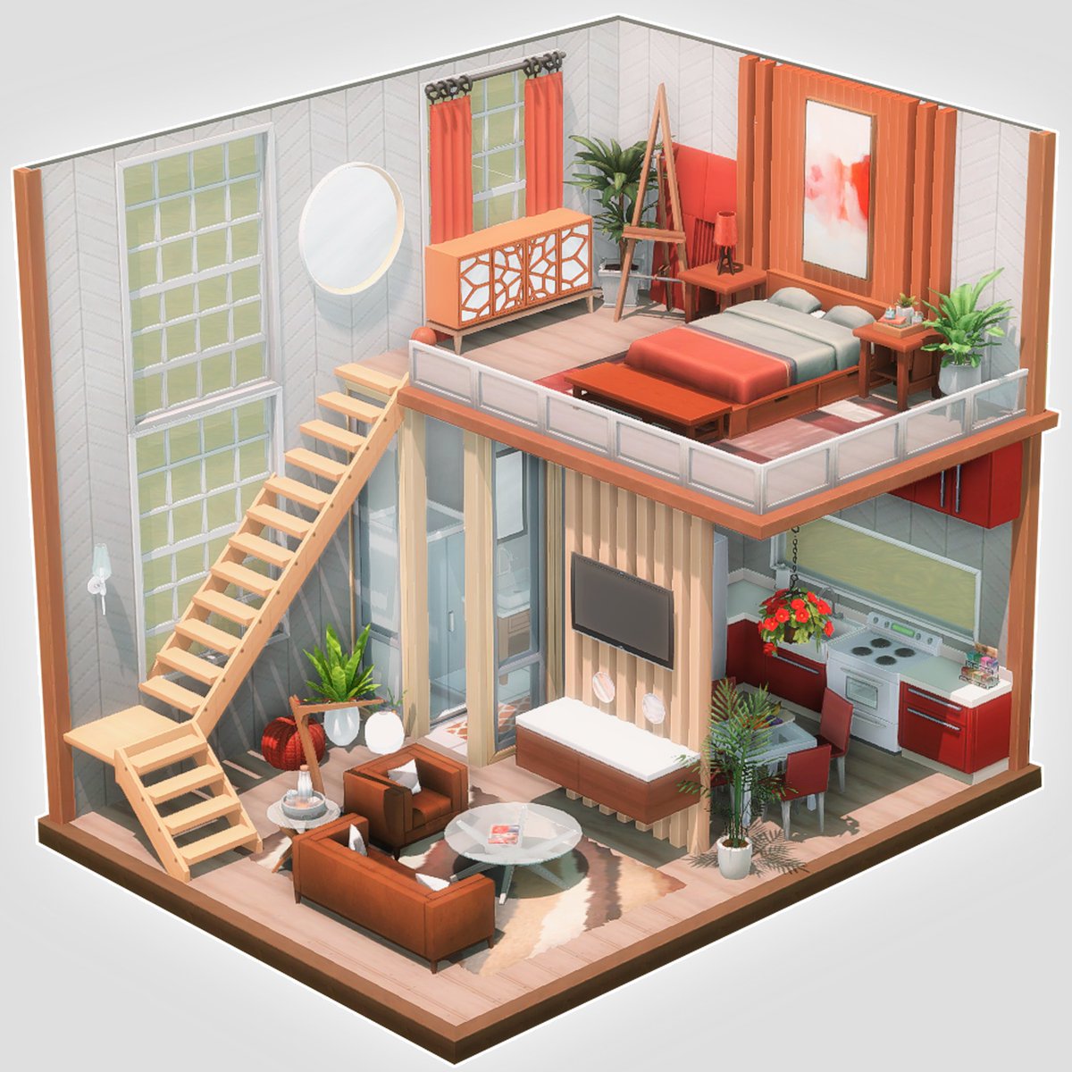 Wambels's tweet photo. There's something so relaxing about this loft in The Sims 4 that I really love, what do you think? https://t.co/rvyrwQxeK6