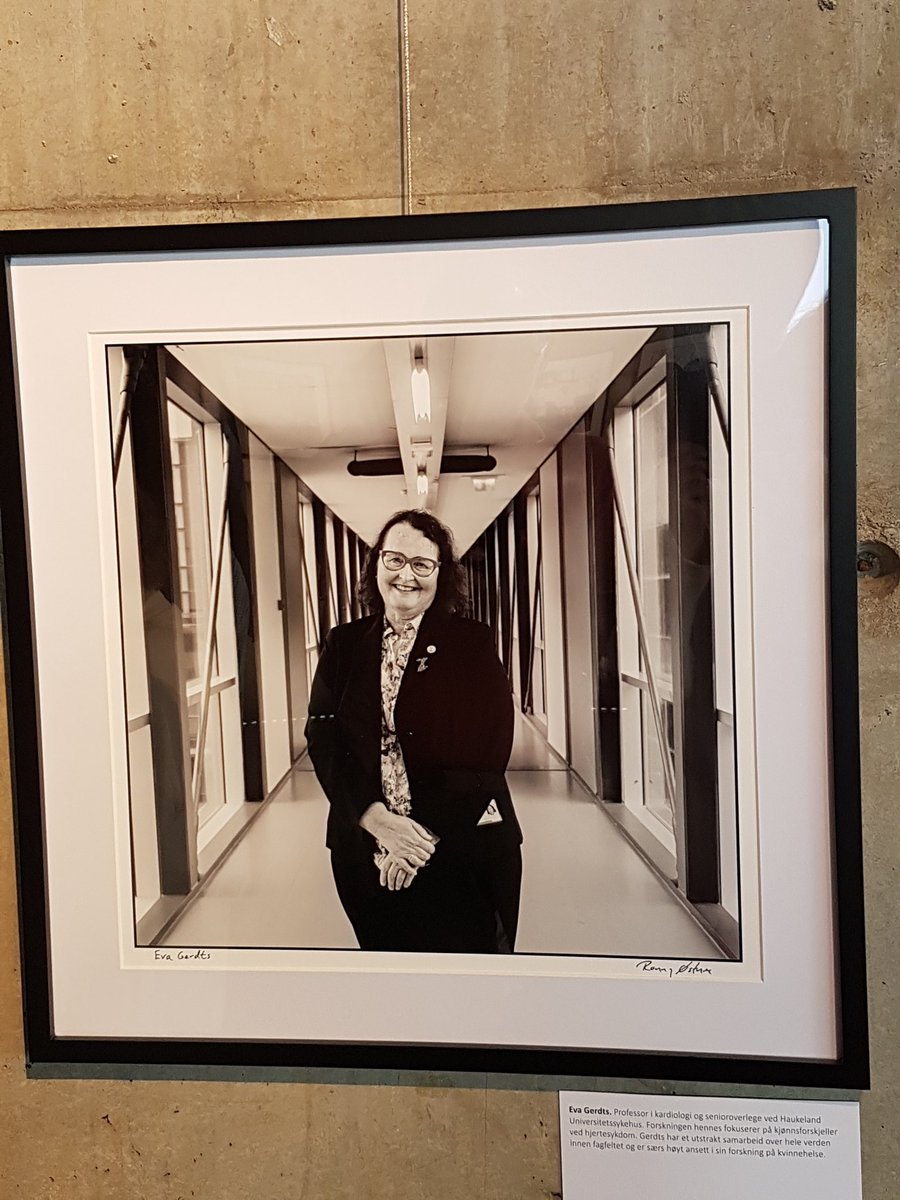 EvaGerdts's tweet photo. Leder for Senter for forskning på hjertesykdom hos kvinner #EvaGerdts #FemaleheartB #UiB portrettert av Ronny Østnes på 100 kvinner av byen. Utstillingen åpnet i Grieghallen 03.09 støttet av #GriegFoundation https://t.co/nJYbHs5giO