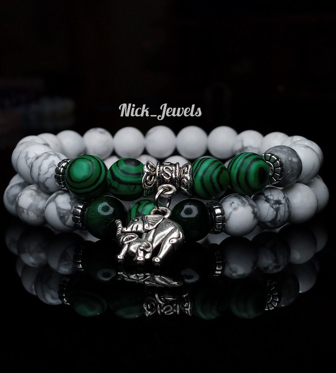 NicklausElias2's tweet photo. A blend of white howlights, malachite and green💚 tiger's eye with silver findings to for this beautiful pair of bracelet. #GEM #gembracelets #green #white #beads #healingstones #jewelry #fashion https://t.co/P4IaYvtZy4