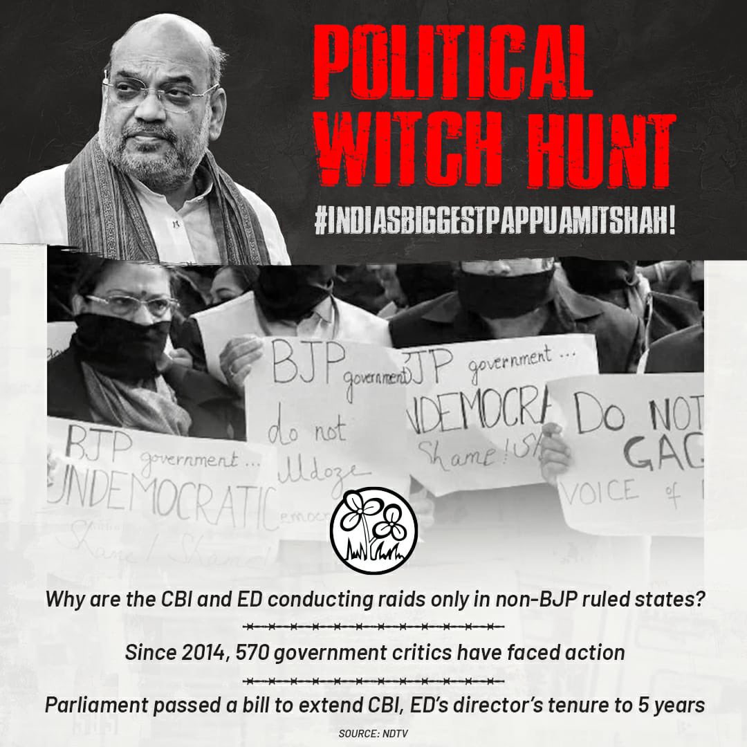 AITCofficial's tweet photo. HM @AmitShah has failed on every count - 

👎Internal Security COMPROMISED
👎Women's Safety COMPROMISED
👎Social Harmony COMPROMISED
👎Democratic Ethos COMPROMISED

So, we urge #IndiasBiggestPappuAmitShah to own up to his series of failures!

Your puppetery won’t distract us. https://t.co/q5OawGX1h5