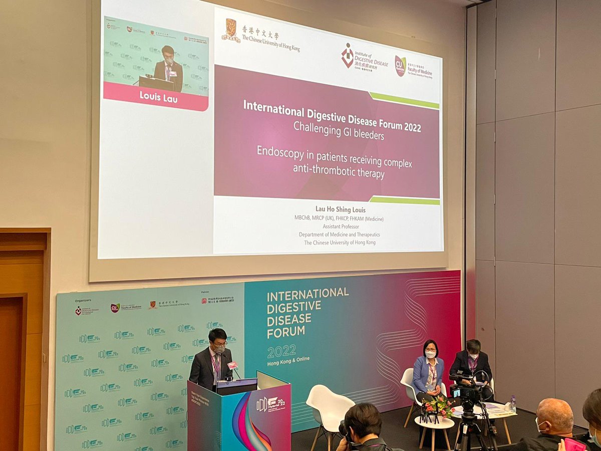 LouisHSLau's tweet photo. A fruitful day at @IDDF_CUHK #IDDF2022! Endoscopy workshop live demo, followed by a late afternoon talk on anti-thrombotic management in endoscopy. https://t.co/Ic1Rn1mtMp