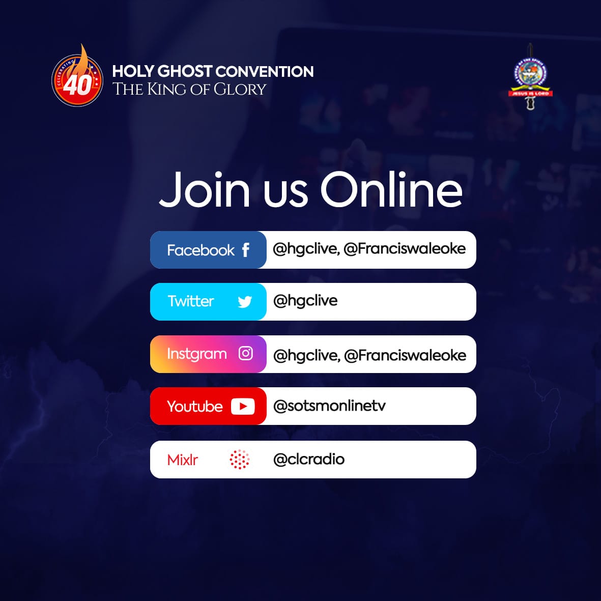 taoyadeyi's tweet photo. Join us live 

#MegaJam2022
#HolyGhostConvention2022
#HGC https://t.co/vhyMmQGe1A