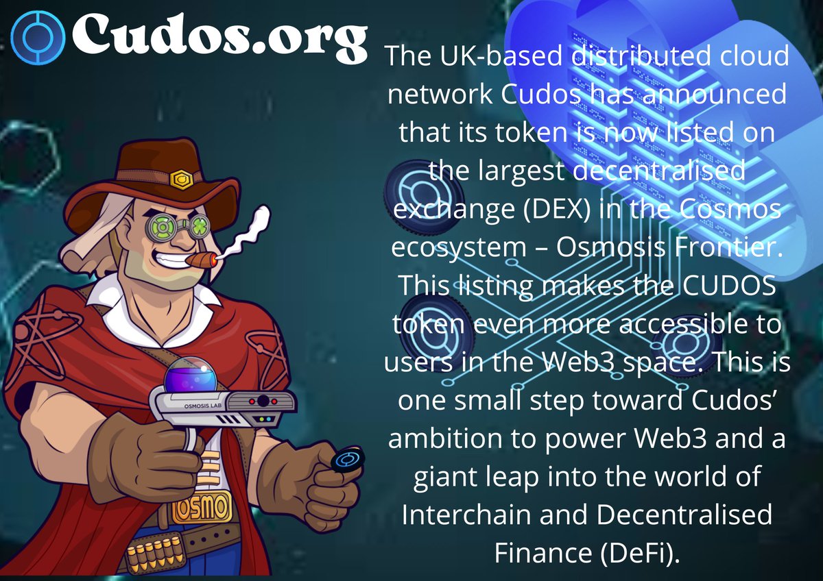 SBoyarcuk's tweet photo. Earn CUDOS on Cosmos’ leading decentralised exchange – Osmosis Frontier🔥🔥🔥
#CUDOS $CUDOS @CudoCompute @cudos_devs @CudosCommunity @CudosT
#blockchain #Cosmos https://t.co/MhUp8r3WKu