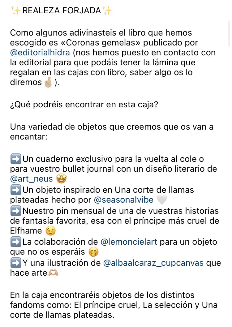 losmilplanetas's tweet photo. ✨REALEZA FORJADA✨

¡Ya tenemos en tienda la caja de septiembre y viene cargada de novedades!

Incluye la novedad literaria Coronas gemelas de @EdHidra 👑 https://t.co/0AOJppcP9C