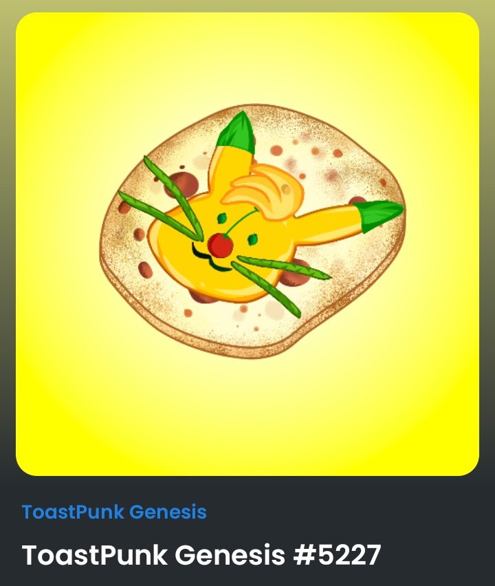 KingDanzo's tweet photo. @BirdieNFT1 This is my most recent acquirement  
Thanks to @zilingalaxy 
So this is @toastpunk genesis collection nft with an upcoming racing game with amazing rewards and many more , it's advisable to join the #toastfam and #GetThatBread

https://t.co/QbFho61iWa https://t.co/T60hRC7RJp