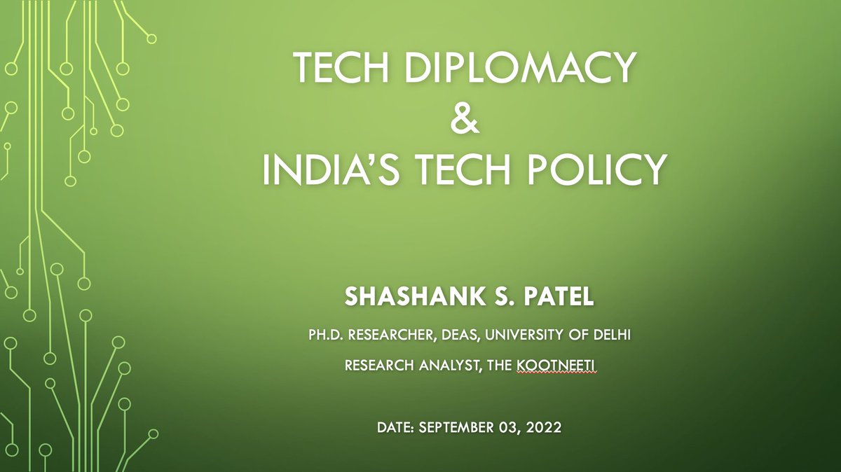 DrSPatel_'s tweet image. Took an interactive lecture on &quot;#TechDiplomacy &amp;amp; India&apos;s #TechnologyPolicy&quot; for @TheKootneeti&apos;s Certificate Course in International Relations. I covered from the annals of history to the current neo-realistic tech regime and all five Science &amp;amp; Technology Policies #STIP of India.