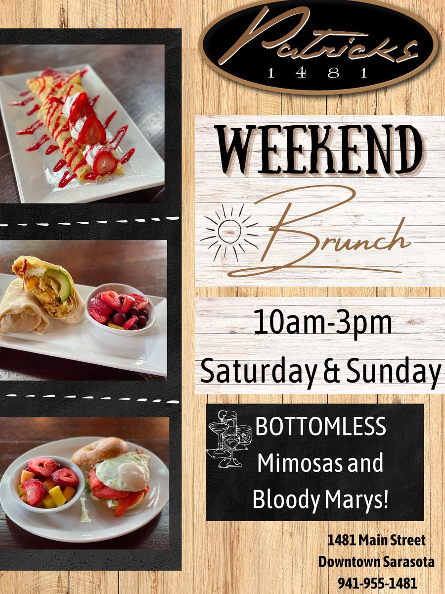 Patricks1481's tweet photo. Join Patrick's 1481 very own breakfast club!  The only requirement is that you come into Patrick's 1481 with friends and family and enjoy our tasty brunch menu.  See you soon:)

Brunch Hours:  Saturday &amp; Sunday 10 a.m. to 3 p.m.  We offer inside &amp; outdoor seating. https://t.co/ck5B5Yxm2H