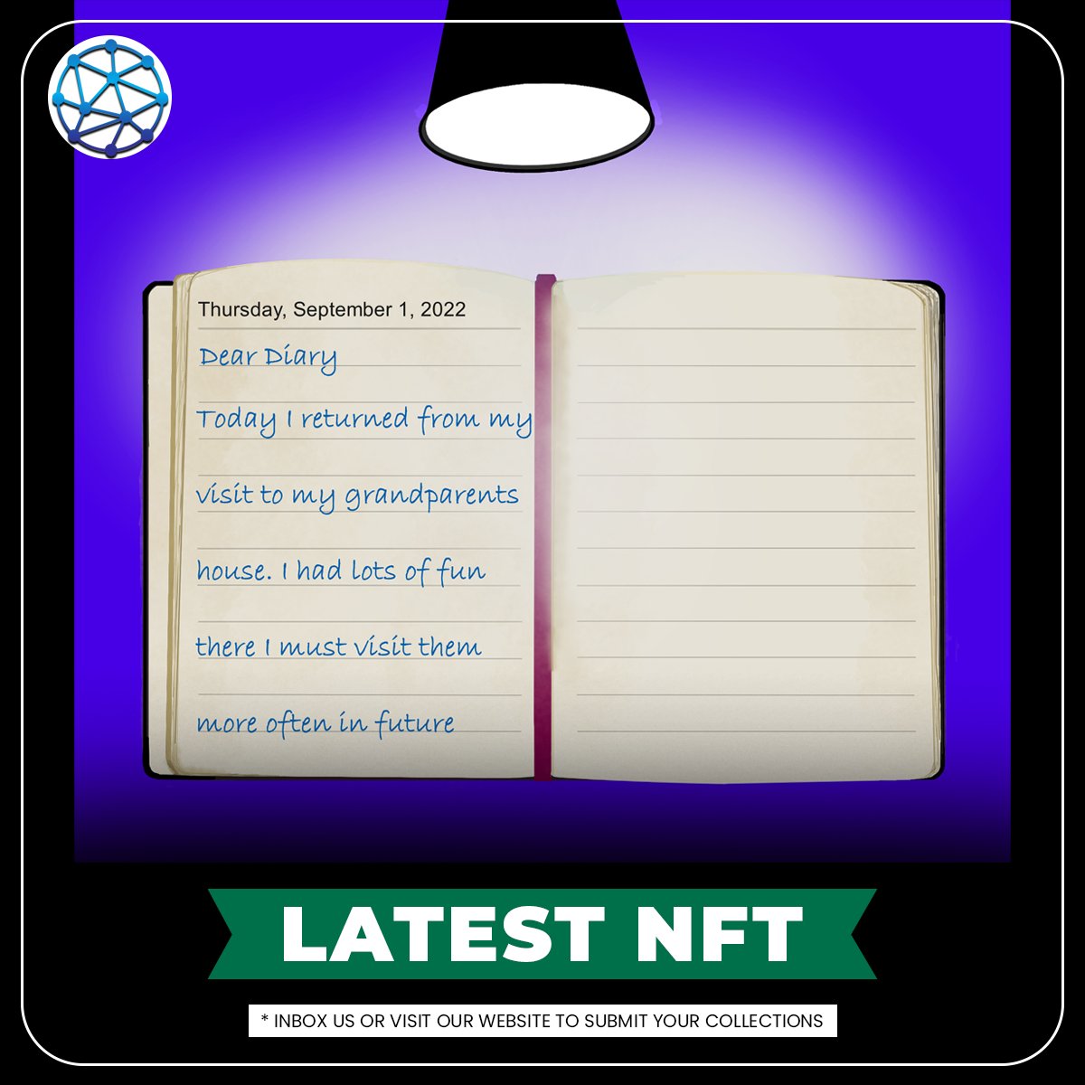 blockza_jp's tweet image. #NFTCollection 

✨#DigitalDailyDiary You can keep your memories, your feelings and your colors in a #digitalformat.

➡️FOLLOW: @TopNfts_ , @nftstudio24 
🔗: nftstudio24.com/nft/digital-da…
✔️MARKETPLACE: @Opensea 

#Nftstudio24 #nftdrops #nftnews #opensea #artwork #nftsales