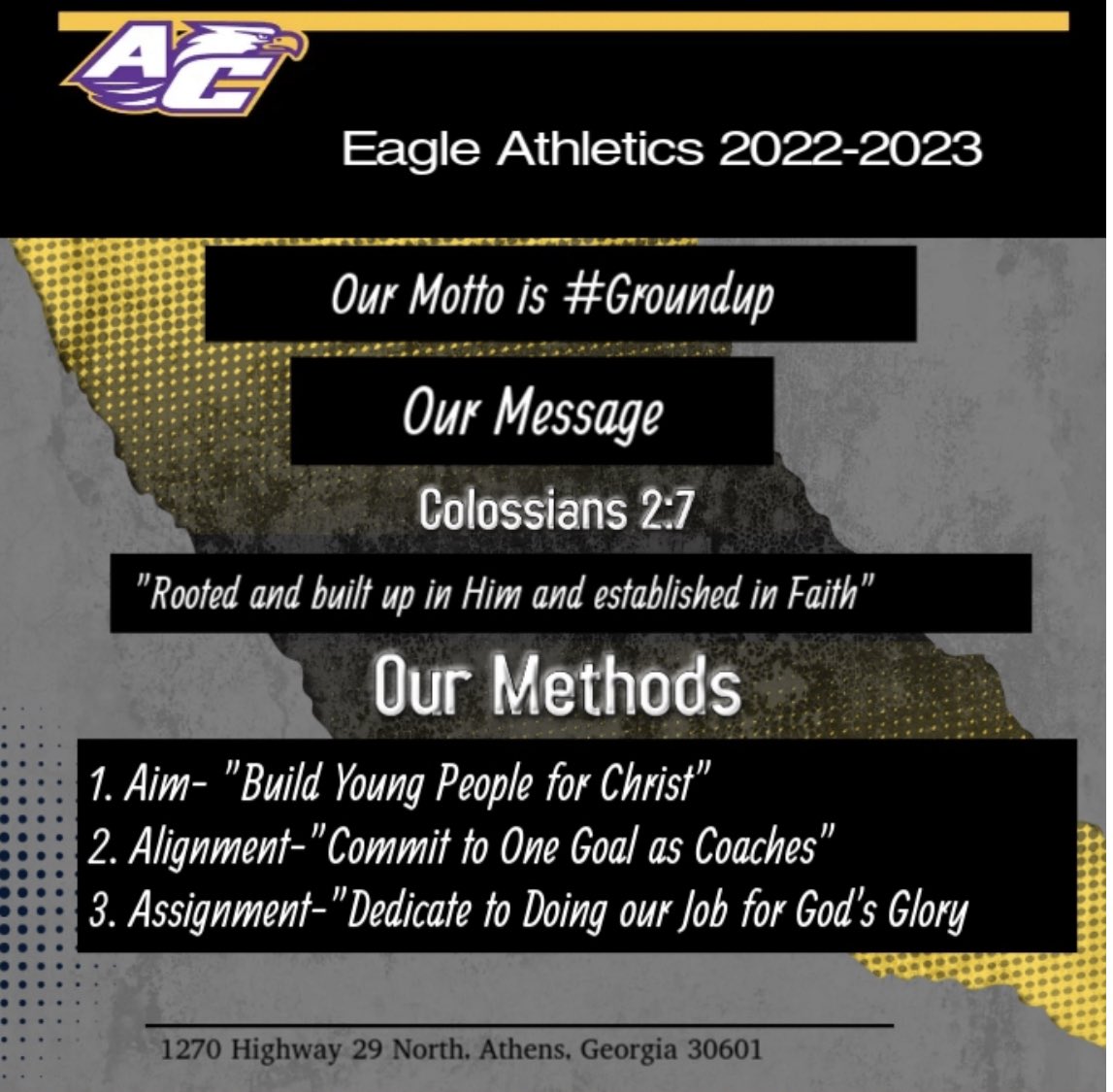 ACS_athletic's tweet photo. ACS Eagle Athletics! #groundup22 https://t.co/t7kdjUVlnd