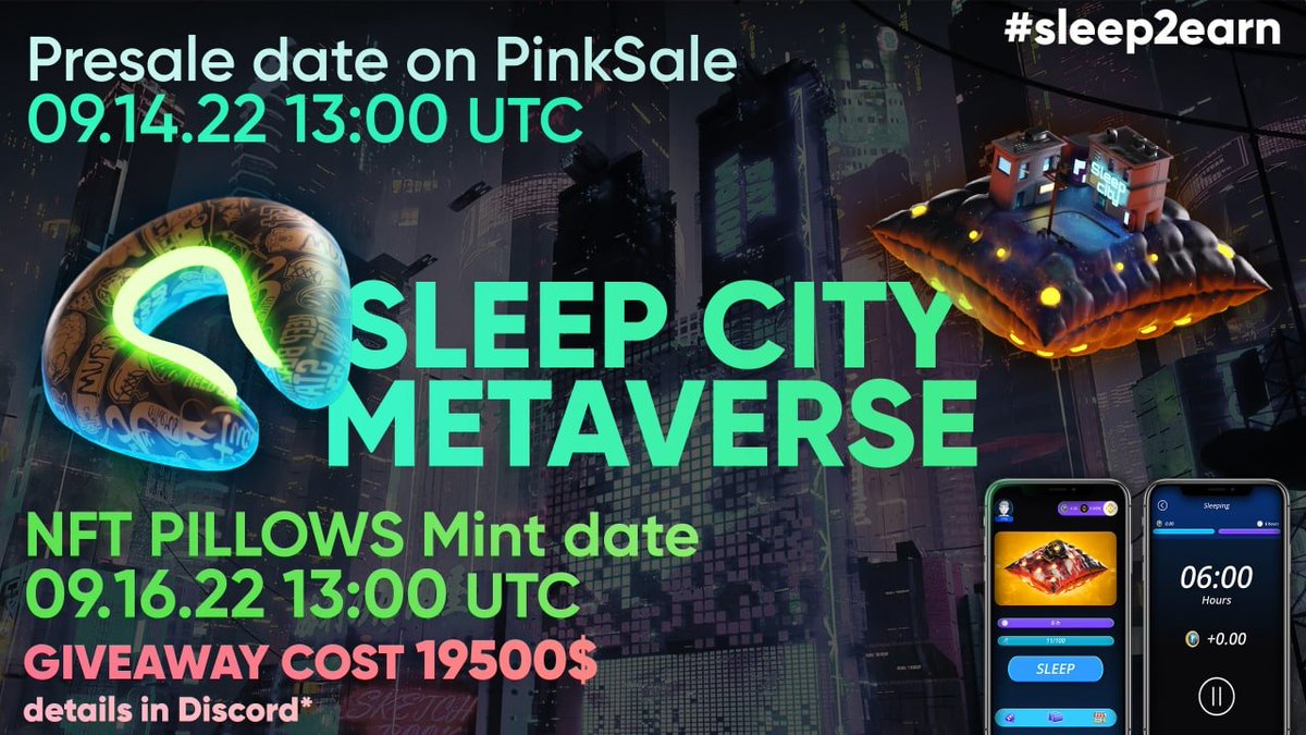 Adigunmhi's tweet photo. @opensea 
SLEEP CITY is a project with it's Metaverse, the possibilities of which are limited only by your imagination

All the details are on Discord.

https://t.co/Qu25hX9RS6

https://t.co/lF7IoFTVOR

https://t.co/WJEi1ZTMDZ

https://t.co/ib9cpN2QxW https://t.co/98ACL1hrMX