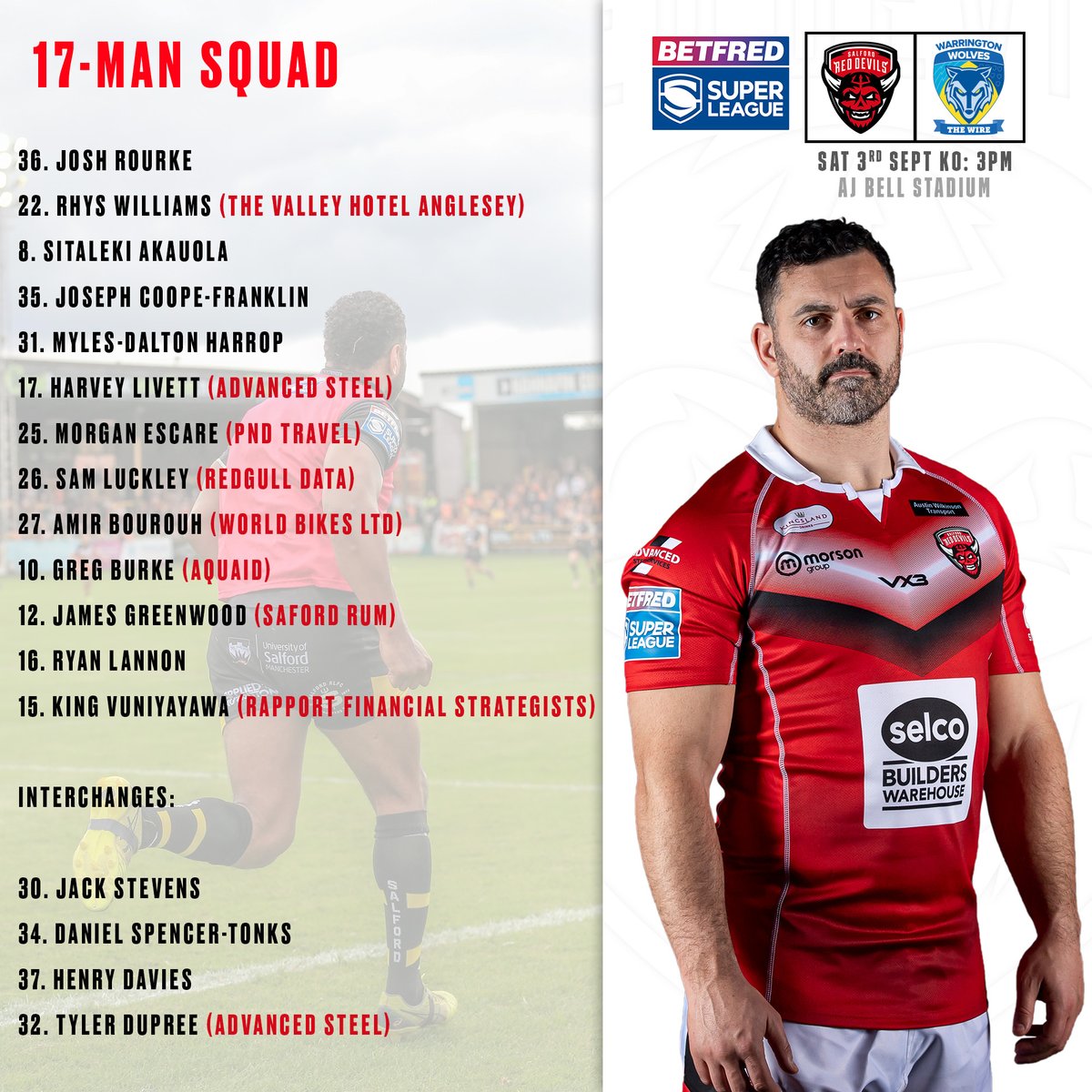 SIX SALFORD RED DEVILS RESERVES SELECTED FOR INTERNATIONAL DUTY