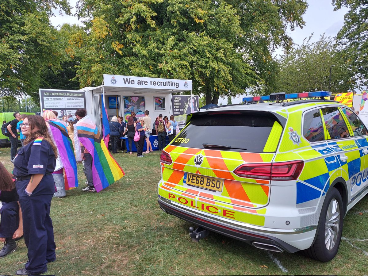 leicspolice's tweet photo. Don't miss our stall in Vicky Park, speak to our officers &amp; staff, pick up some freebies &amp; have a go on our police bike #LeicesterPride https://t.co/42DfIdoH9L