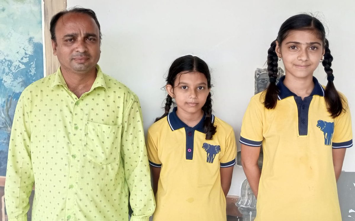MauryanHigh's tweet photo. Congratulations Ritika (right), Prisha (middle) and Pravin sir for bringing proud moments for mauryanhigh school.Ritika secured 1st position in Sugam Sangeet Category and Prisha secured 1st position in Bhajan Category at Taluka Level Kala Mahakumbh Competition.
#KhelMahakumbh2022 https://t.co/8hcpued0nK