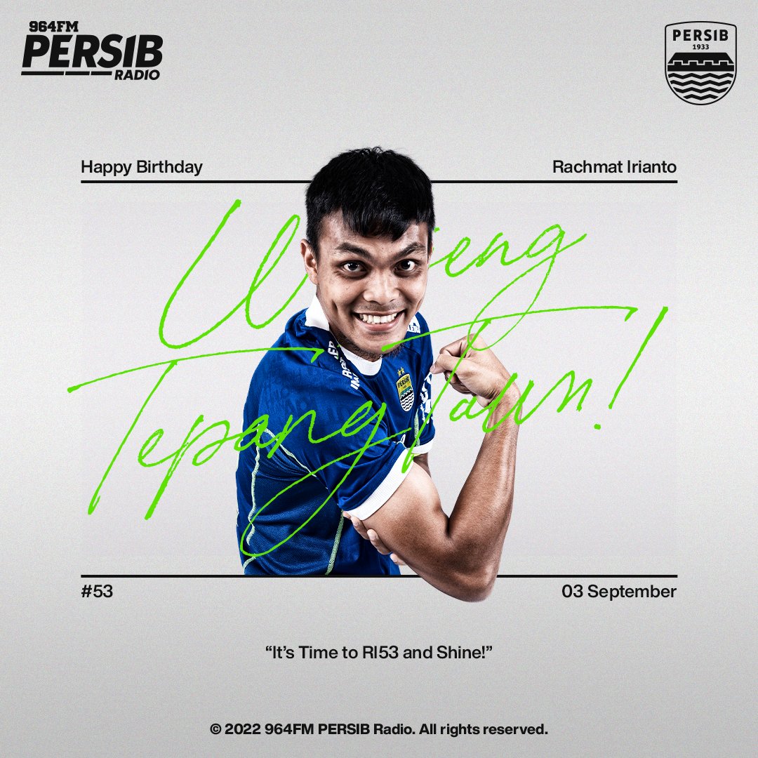 Wilujeng Tepang taun #RI53 
Semoga semakin sukses dan ngabret buat <a href="/persib/">PERSIB</a> ⚽

Semoga besok ada goal ulang taun ya Balad Bandung😇

Saatnya Bangkit!💪

#HappyBday #BangkitPERSIB #964FM #PersibRadio