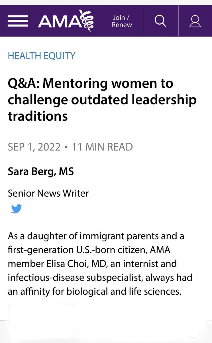DrElisaChoi's tweet photo. .@AmerMedicalAssn Thank you @SaraTheIceBerg for this interview for ##WomenInMedicineMonth Loved discussing #GenderEquity #WIM #JEDI #RepresentationMatters #Mentoring #Sponsorship #WomenWhoLead #IMProud #Twitternists #IDTwitter #MedEd #SheForShe #PayItForward https://t.co/Gm11UwodUB