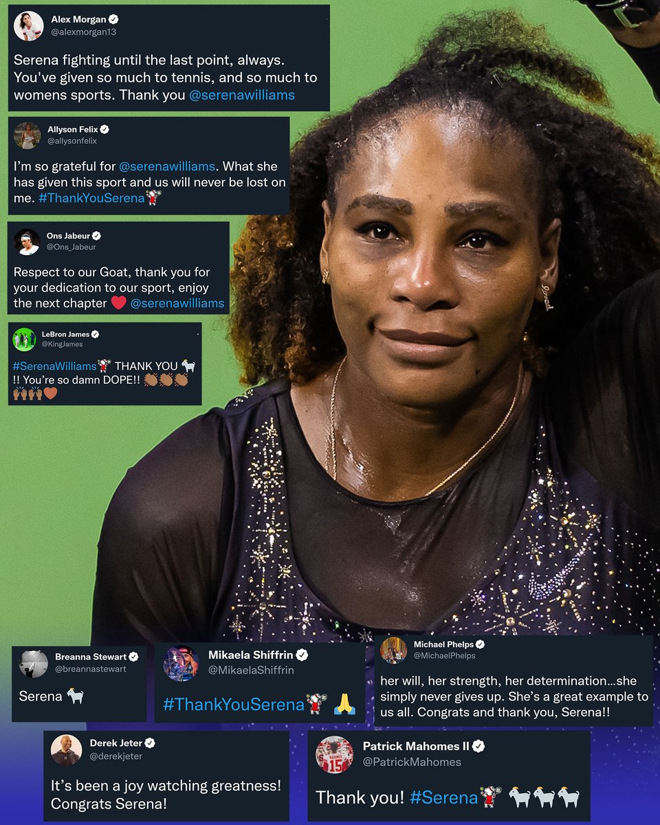 The sports world salutes to Serena's remarkable tennis career. 👑

#SerenaWilliams | #ThankYouSerena