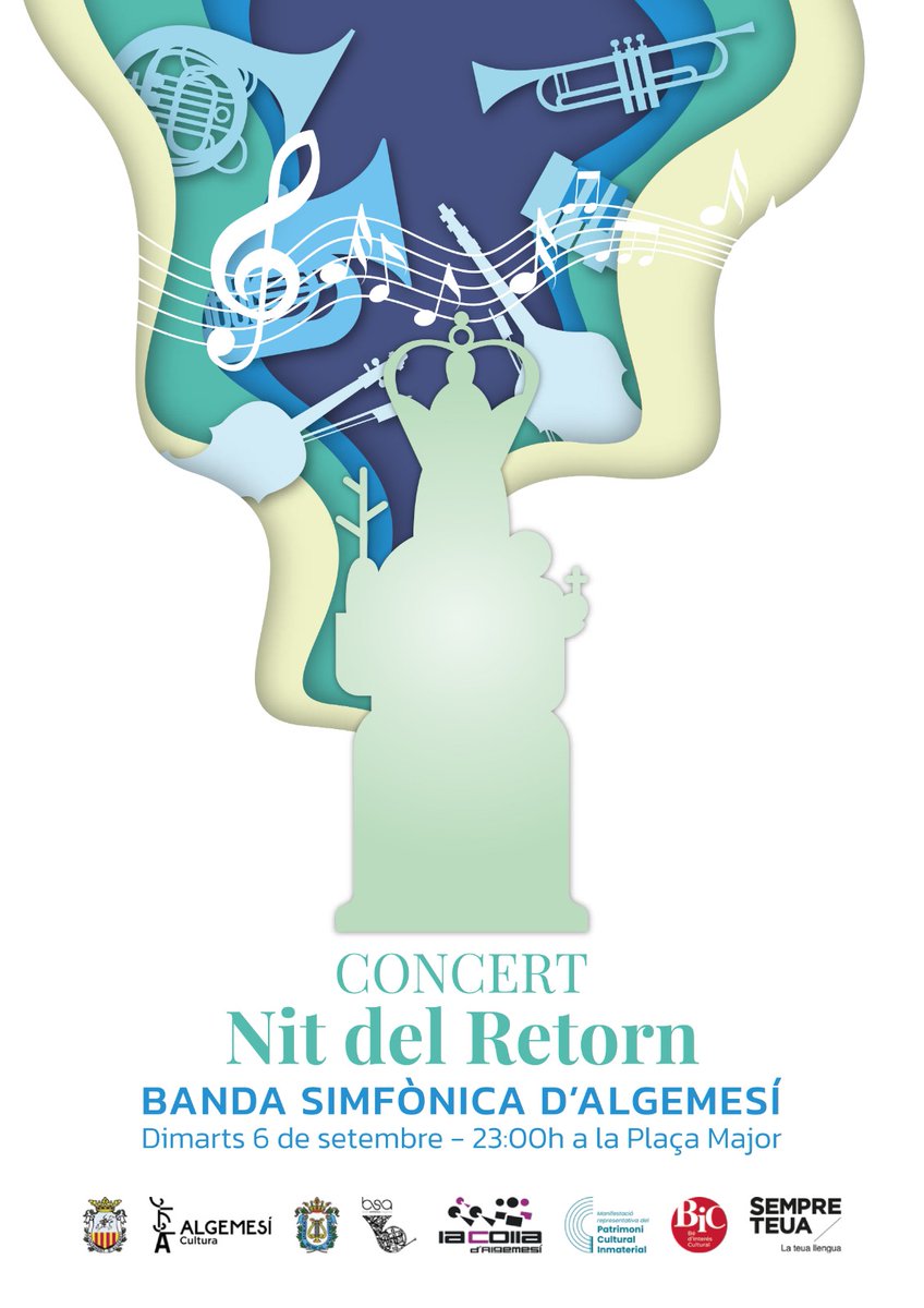 aj_algemesi's tweet photo. NIT DEL RETORN

📍Este dimarts dia 6 la Banda Simfònica d’Algemesí oferirà l’emblemàtic concert de la Nit del Retorn a la Plaça Major

➕ El concert s’ha convertit en els últims anys en tot un esdeveniment on el públic espera amb expectació les sorpreses que la Banda oferirà https://t.co/GuEVROzIc9