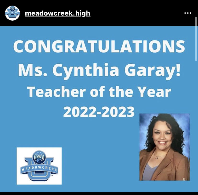 ms_garay_'s tweet photo. I am so honored. Thank you to my students and the people who support me professionally and personally. I couldn’t do what I do without you all. 💙 #mustangpride https://t.co/GBlPbYTNH6