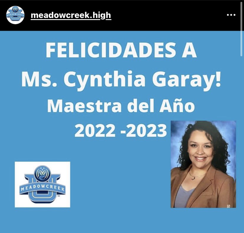 ms_garay_'s tweet photo. I am so honored. Thank you to my students and the people who support me professionally and personally. I couldn’t do what I do without you all. 💙 #mustangpride https://t.co/GBlPbYTNH6