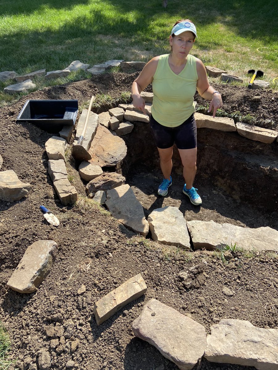 scbolin's tweet photo. Literally taking ourselves into the learning pit today. We know nothing about pond building, but we’re acquiring new skills! #Nevertoooldtolearn #learningisrewarding @JamesNottinghm https://t.co/OQgqdFA7xE