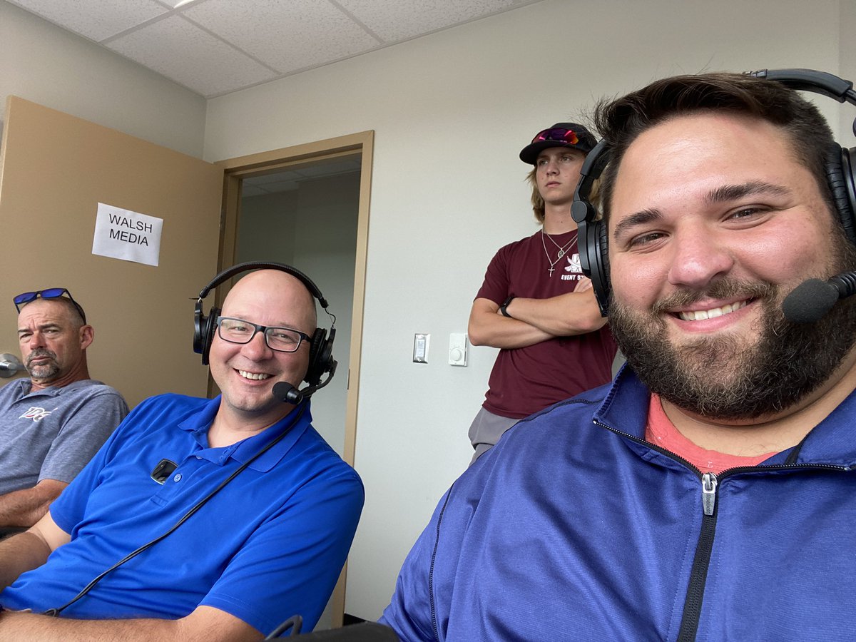 JonBozeka's tweet photo. Walsh football today is the job! College football kicks off! I have the call at 2pm with @jasonbhall! 

Tune in here at 1:50pm: https://t.co/T80xqSopJC @tstotskySID @WalshCavaliers @WalshCavsGolf https://t.co/N1OJkKtglu