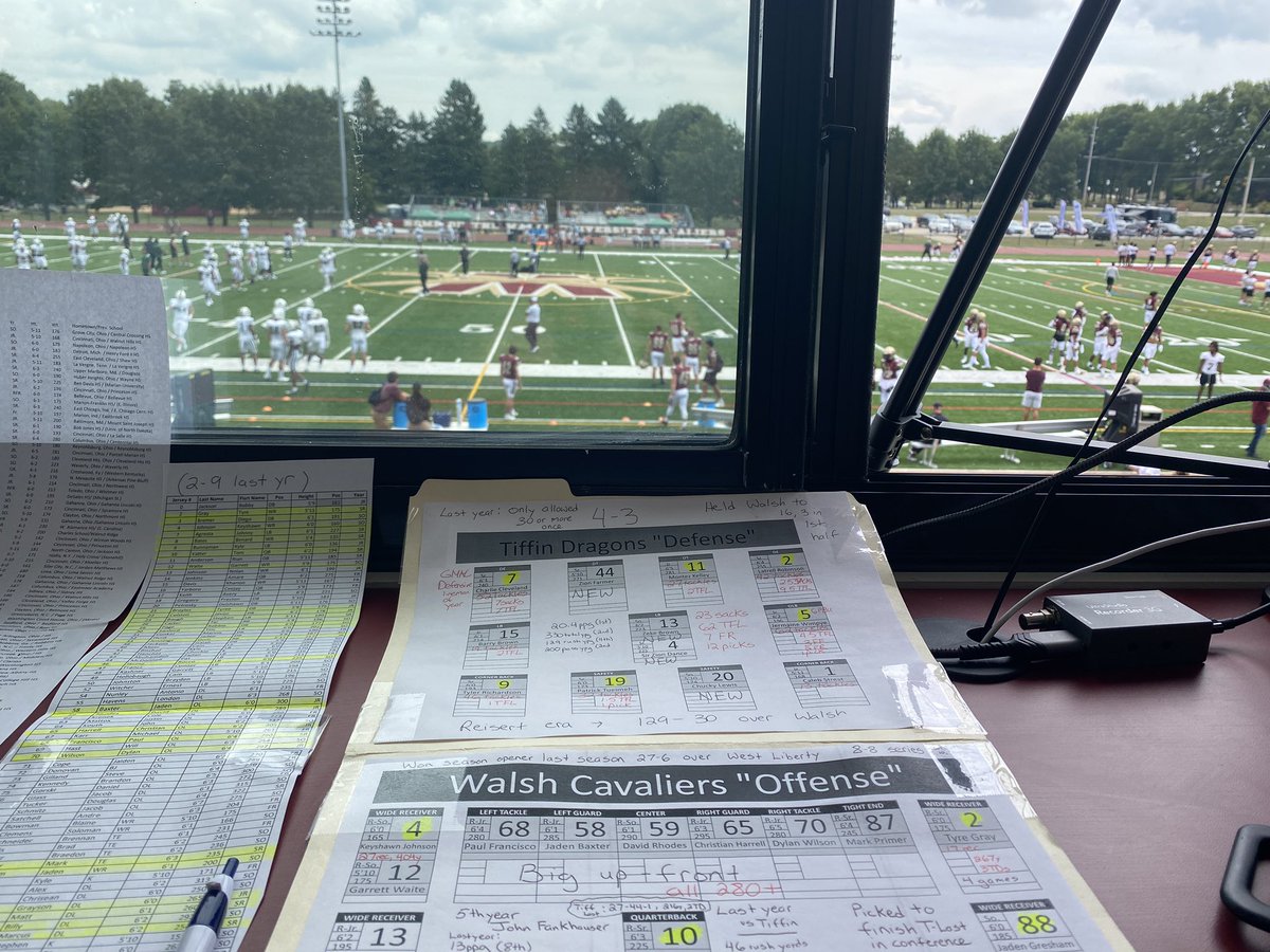 JonBozeka's tweet photo. Walsh football today is the job! College football kicks off! I have the call at 2pm with @jasonbhall! 

Tune in here at 1:50pm: https://t.co/T80xqSopJC @tstotskySID @WalshCavaliers @WalshCavsGolf https://t.co/N1OJkKtglu