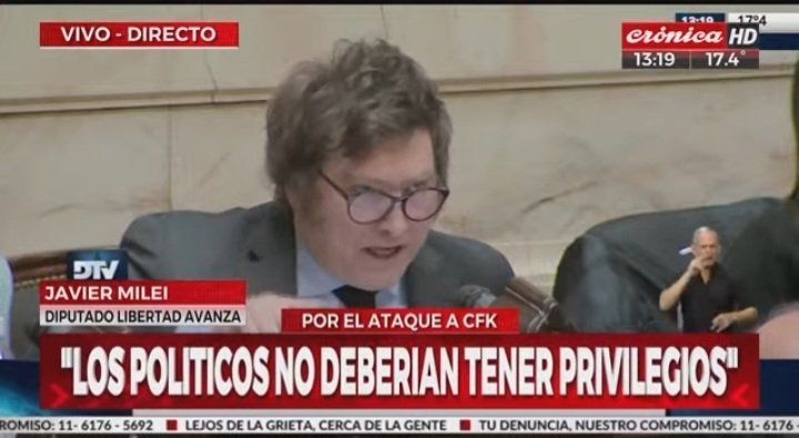 JMilei's tweet photo. Yo no vine a defender los privilegios de la casta, vine a defender a la gente y no voy a ser parte de este circo político. https://t.co/Yv5qBWYFpW