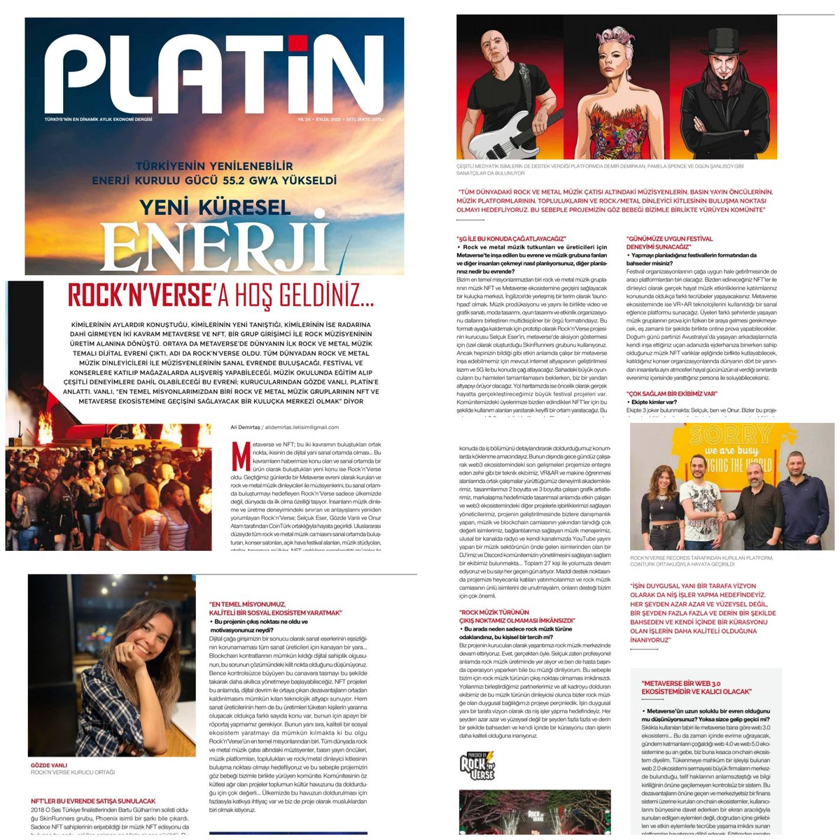 rocknverse's tweet photo. ''Welcome to Rock'N'Verse''. Our interview with Ali Demirtaş is published in the September issue of ''Platin'' magazine. https://t.co/7lPduSaa9l