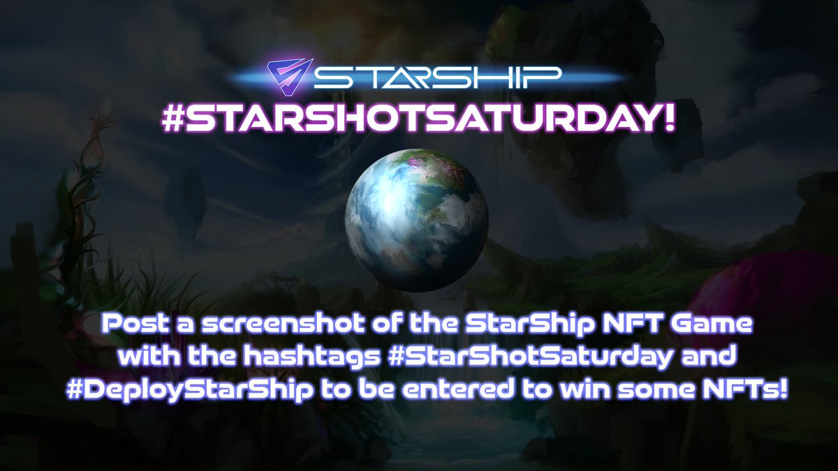 Today is #StarShotSaturday! 

Post a screenshot of the StarShip #NFTGame with the hashtags #DeployStarShip and #StarShotSaturday, along with your wax address, and you'll be entered to win some NFTs!

Have you blended any parts this week?

#DeployStarship #PlayToEarn