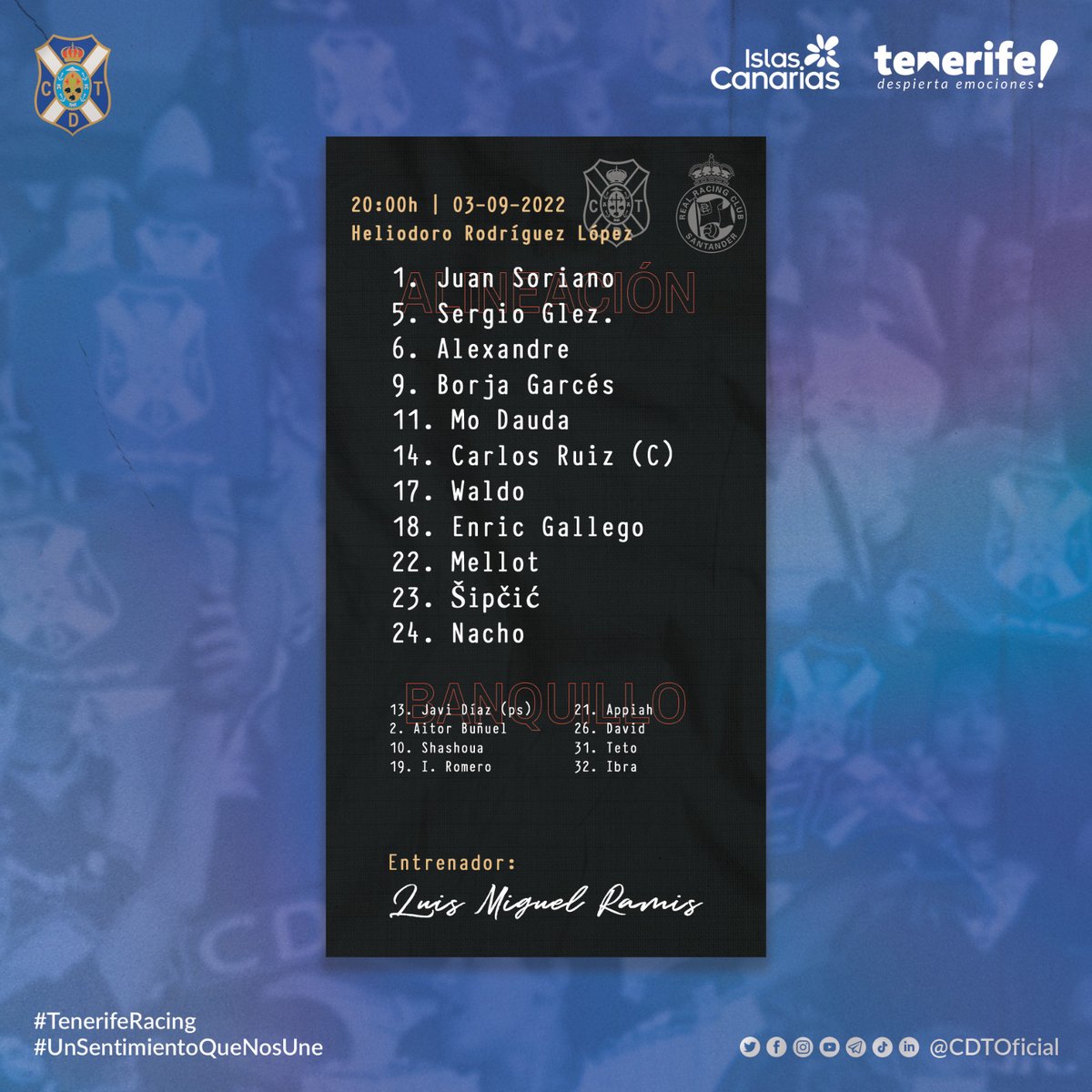 CDTOficial's tweet photo. XI del #CDTenerife y reservas ⚪️🔵.

#TenerifeRacing #UnSentimientoQueNosUne #CentenarioCDT https://t.co/S4nCe7HSsS